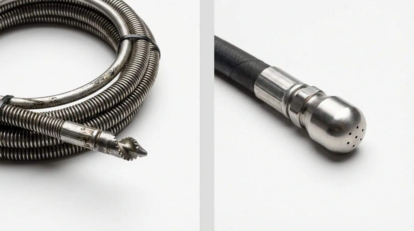 Drain snake cable and hydro jetting nozzle used for drain cleaning in Scottsbluff, NE