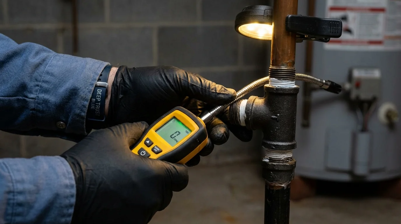Gas leak detection with electronic sniffer by Johns Plumbing LLC in Scottsbluff