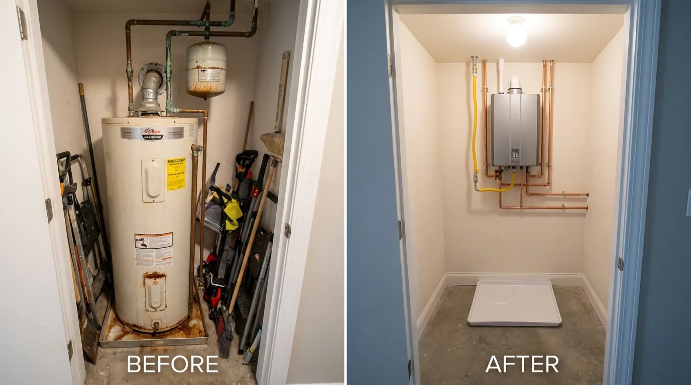 Tank water heater versus wall-mounted tankless unit comparison for Scottsbluff, NE homeowners